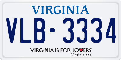 VA license plate VLB3334