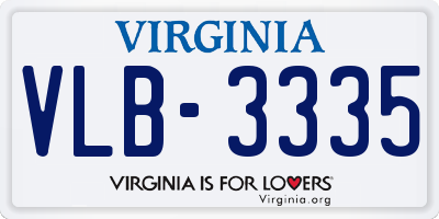 VA license plate VLB3335
