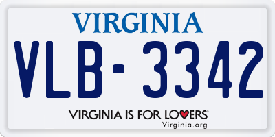 VA license plate VLB3342