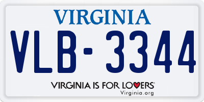 VA license plate VLB3344