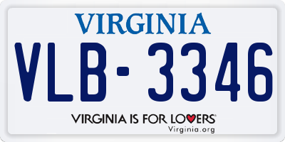 VA license plate VLB3346