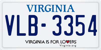 VA license plate VLB3354