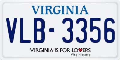 VA license plate VLB3356
