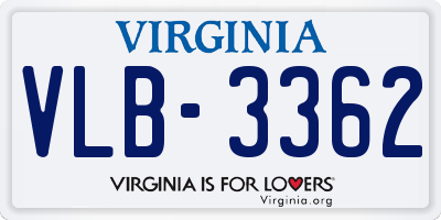 VA license plate VLB3362