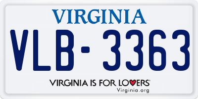 VA license plate VLB3363