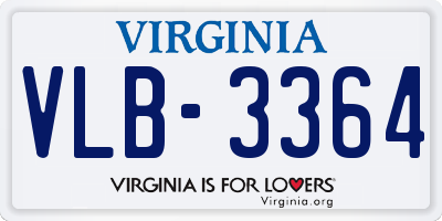 VA license plate VLB3364