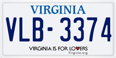 VA license plate VLB3374