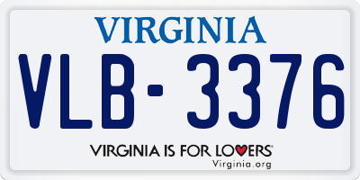 VA license plate VLB3376