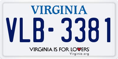 VA license plate VLB3381