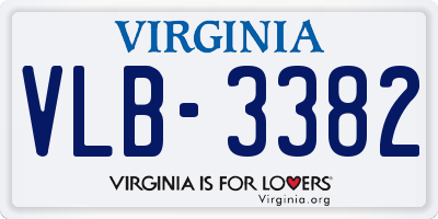 VA license plate VLB3382