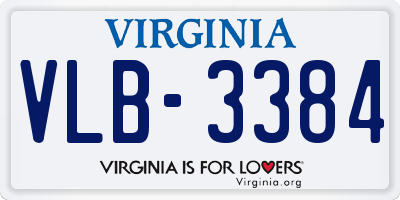 VA license plate VLB3384