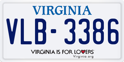 VA license plate VLB3386