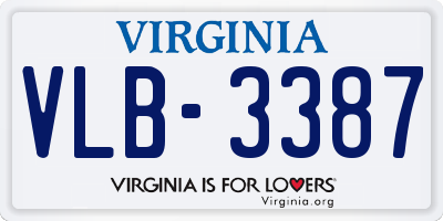 VA license plate VLB3387