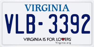 VA license plate VLB3392