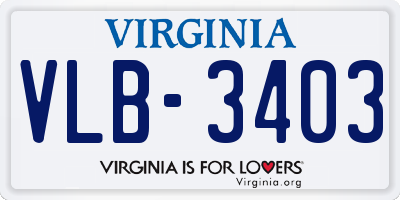 VA license plate VLB3403