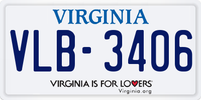VA license plate VLB3406
