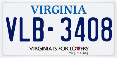 VA license plate VLB3408