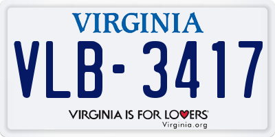 VA license plate VLB3417