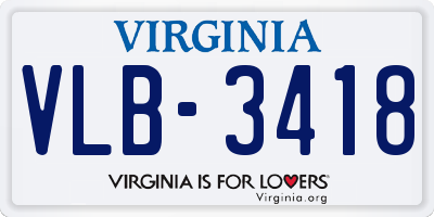 VA license plate VLB3418