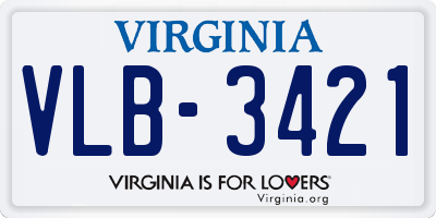 VA license plate VLB3421