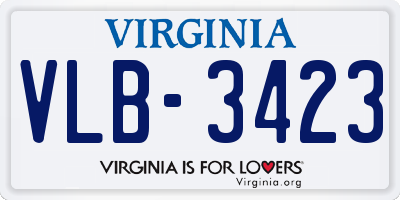 VA license plate VLB3423