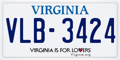 VA license plate VLB3424