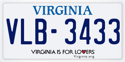 VA license plate VLB3433