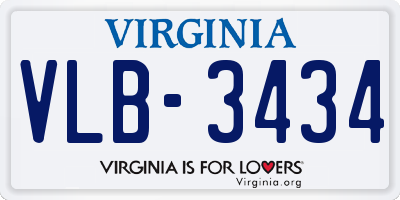 VA license plate VLB3434