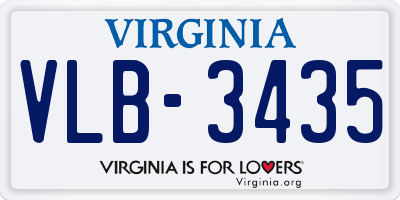 VA license plate VLB3435