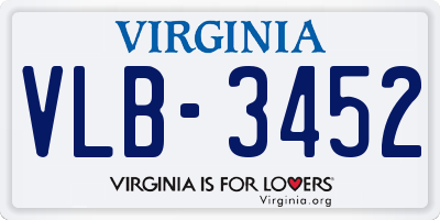 VA license plate VLB3452