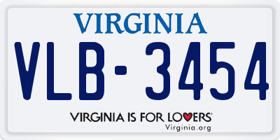 VA license plate VLB3454