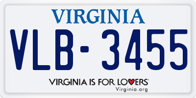 VA license plate VLB3455