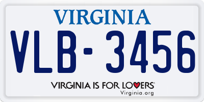 VA license plate VLB3456