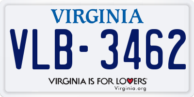 VA license plate VLB3462