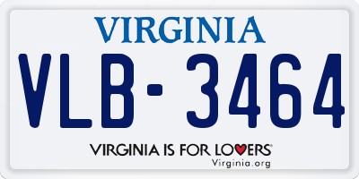 VA license plate VLB3464