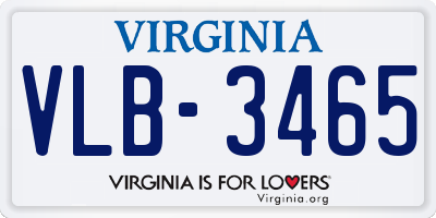 VA license plate VLB3465