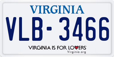 VA license plate VLB3466