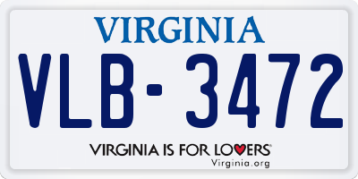 VA license plate VLB3472