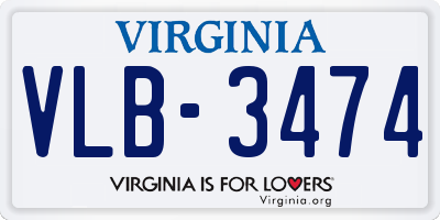 VA license plate VLB3474