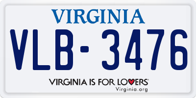 VA license plate VLB3476