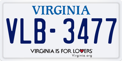 VA license plate VLB3477