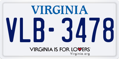 VA license plate VLB3478