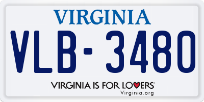 VA license plate VLB3480