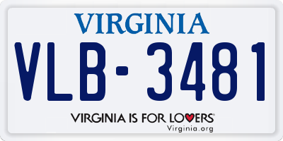 VA license plate VLB3481