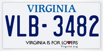 VA license plate VLB3482