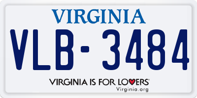 VA license plate VLB3484