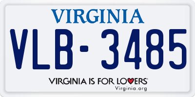 VA license plate VLB3485
