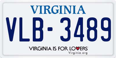 VA license plate VLB3489