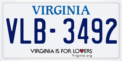 VA license plate VLB3492