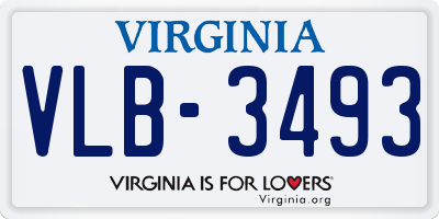 VA license plate VLB3493